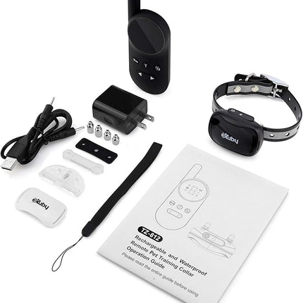 eXuby - Tiny Shock Collar for Small Dogs 5-15lbs - Smallest Collar on The Market - Sound, Vibration, & Shock - 9 Intensity Levels - Pocket-Size Remote - Long Battery Life - Water-Resistant - Black