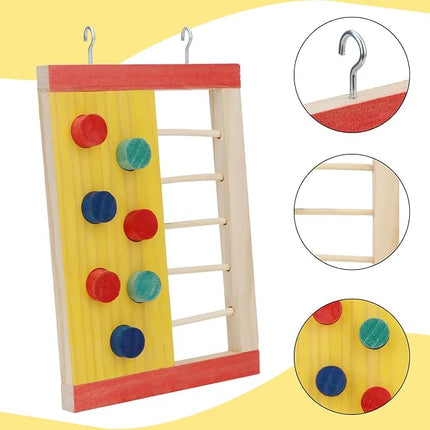 Hypeety Pet Hamster Colorful Wooden Climbing Wall and Ladder Molar for Dwarf Hamster Gerbil Rat Small Animal Toy Yellow
