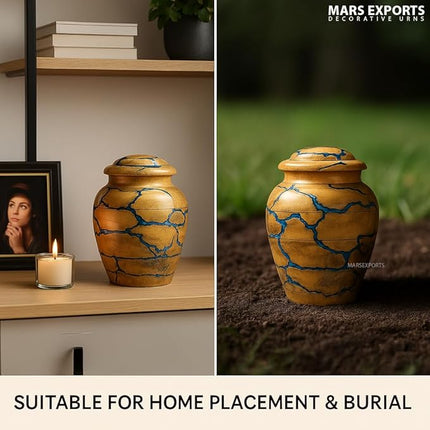 Handcrafted Wooden Urn for Human Ashes Adult Male - Small Decorative Urn for Ashes for Women & Men - Funeral & Burial Urn - Holds Up to 20lbs (Small)