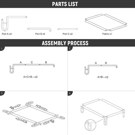 pettycare Elevated Outdoor Dog Bed - Raised Cots Bed for Large Dogs, Waterproof Pet Hammock Easy to Assemble, Cooling Frame Cot with Breathable Teslin Mesh, Durable, Non Slip, Up to 65 lbs,Green