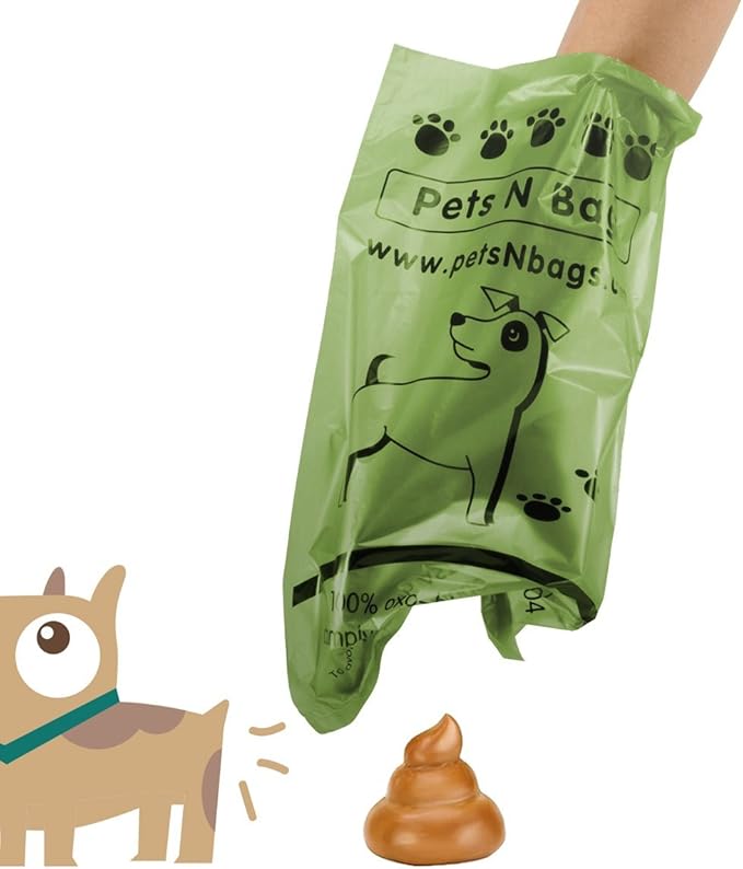 Poop Bags, Environment Friendly Pets N Bags Dog Waste Bags, Biodegradable, Refill Rolls, Includes Dispenser (16 Rolls / 240 Count)