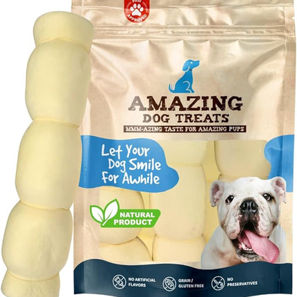 Amazing Dog Treats - Beef Cheek Rolls (Mega Thick 10" - 3 Pcs) - Safe Rawhide Alternative Dog Chew - Great for Power Chewers - Long Lasting Dog Chew - Retriever Rolls for Dogs