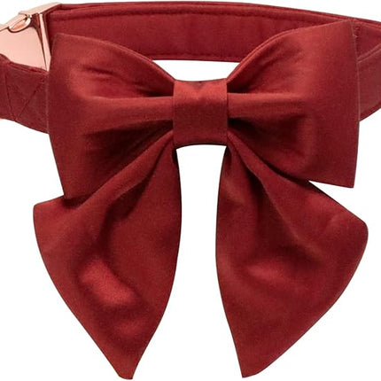 Lionet Paws Bowtie Dog Collar - Comfortable Silk Dog Collar with Detachable Bow Tie for Puppy and Cat, Neck 8-12 Inches
