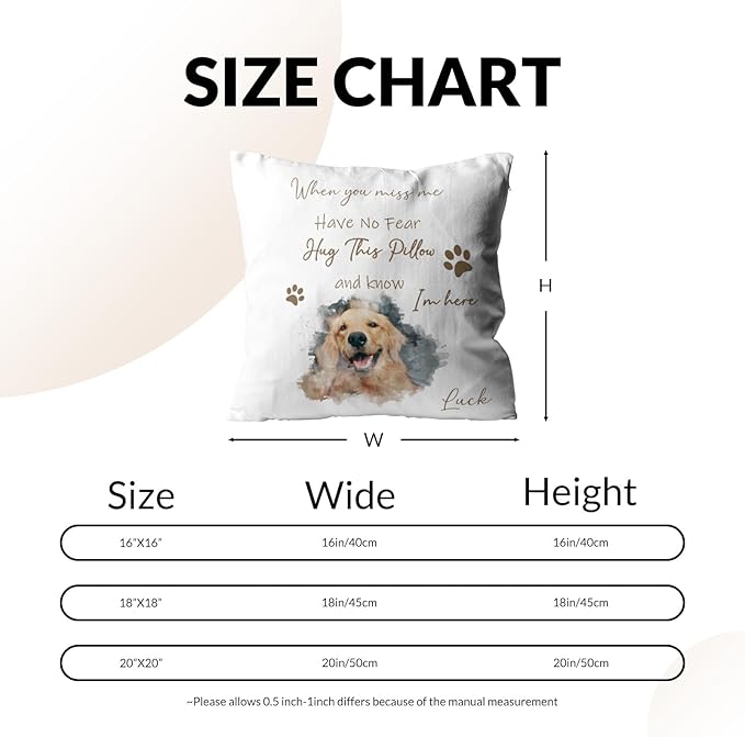 Custom Pet Memorial Throw Pillow with Photo, Personalized Sympathy Gifts for Dog Cat Loss, Pet Memorial Gifts for Pet Loss, Birthday, Christmas, (16x16 Inch)