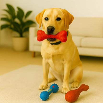 Jalousie Chew Toy Natural Rubber chew Toy for Interactive Play Toy Ball Rope Rubber Value Set for Small to Medium Breed Dog mutt Puppy