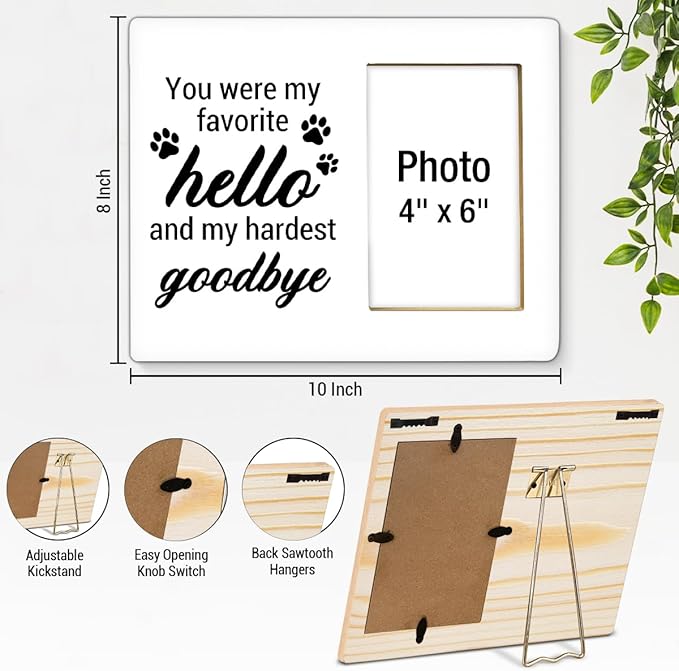 Dog Memorial Gifts for Loss of Dog, Pet Memorial Gift Picture Frame, Sympathy Gifts for Pet Lovers, Cat Passing Away Bereavement Remembrance Wood Photo Frames, 4 x 6 Inch Photo