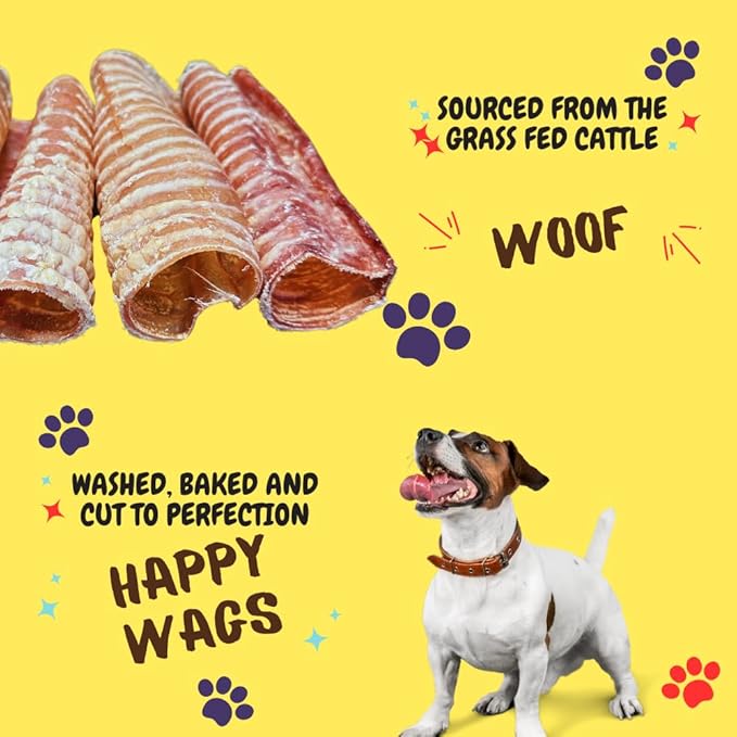 Woofley's Beef Trachea - (6 Inch 20 Pack) - Trachea Treats for Dogs - Natural Source of Glucosamine and Chondrotin for Joint Health - 100% Natural Beef Windpipe for Dogs