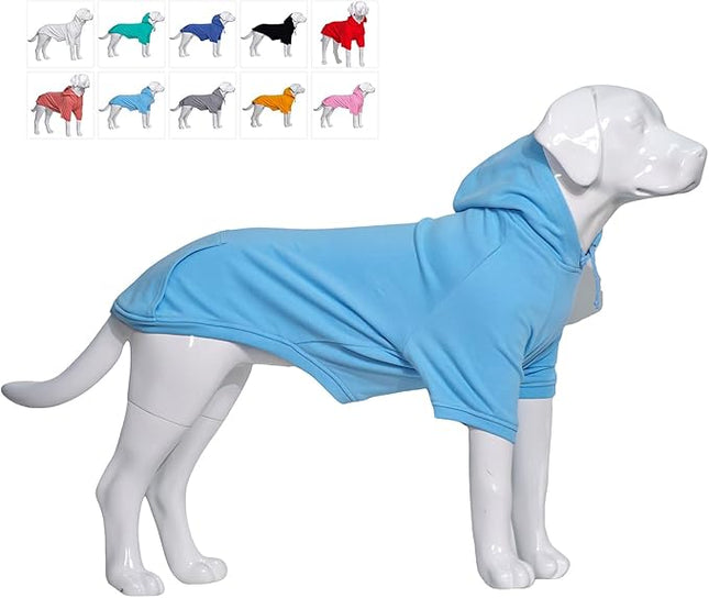 Lovelonglong Blank Basic Hoodie Sweatshirt for Dogs 100% Cotton Fits Small Medium Dachshund Large Dog Sky-Blue XS