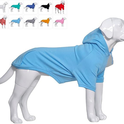 Lovelonglong Blank Basic Hoodie Sweatshirt for Dogs 100% Cotton Fits Small Medium Dachshund Large Dog Sky-Blue 3XL