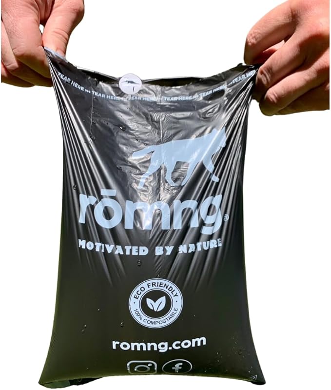 Compostable Dog Poop Bags, Plant-Based, TUV Certified, Unscented, Leak-Proof, 12 Rolls, 180 Bags, Black