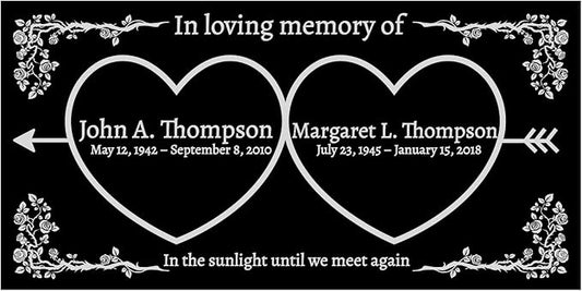 HDSD 12x6'' Personalized Pet Memorial Stones Black Granite Headstones for Dogs Laser Engraved with Photo (Couples)