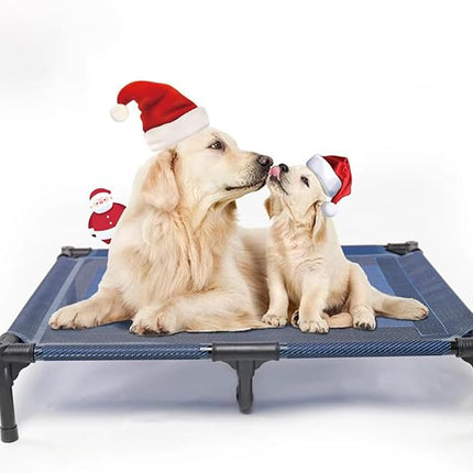 suddus Elevated Dog Bed for Medium Dogs, Dual Support Cooling Cot with Teslin Mesh, Portable Waterproof Pet Bed for Indoor/Outdoor Use, Large, 36x30x7 Inch, Blue