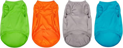 Hozz 4 Pieces Dog Shirts Pullover Soft Blank Puppy T-Shirt Small Dogs Colorful Solid Pet Summer Clothes Grey Green Orange Navy Blue Plain Shirts Sleeveless Outfit for Puppy Pet no Shrink S