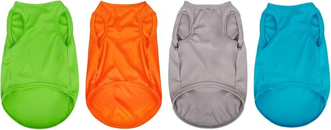 Hozz 4 Pieces Dog Shirts Pullover Soft Blank Puppy T-Shirt Small Dogs Colorful Solid Pet Summer Clothes Grey Green Orange Navy Blue Plain Shirts Sleeveless Outfit for Puppy Pet no Shrink M