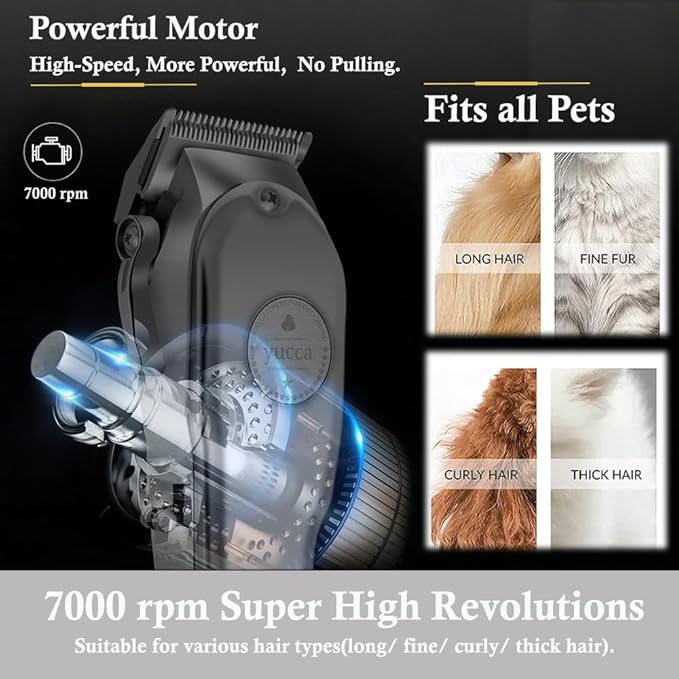 yucca Dog Grooming Clippers for Thick Heavy Coats, Cordless Dog Trimmers Clippers Professional with Metal Blade for Pets Dogs Cats Animals