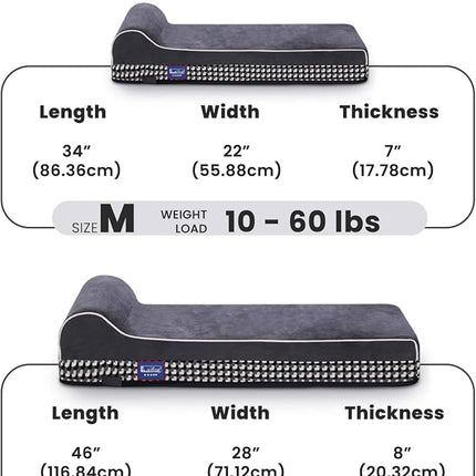 Laifug Orthopedic Memory Foam Extra Large Dog Bed with Pillow and Durable Water Proof Liner & Removable Washable Cover & Smart Design (Large (46"x28"x8"), Black and White Plaid)