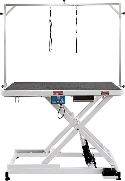VEVOR 50" Electric Pet Grooming Table, Heavy Duty Dog Grooming Arm for Large Dogs, Height Adjustable Dog Grooming Station, Anti Slip Tabletop/Dog Grooming Station, Max Bearing 400LBS