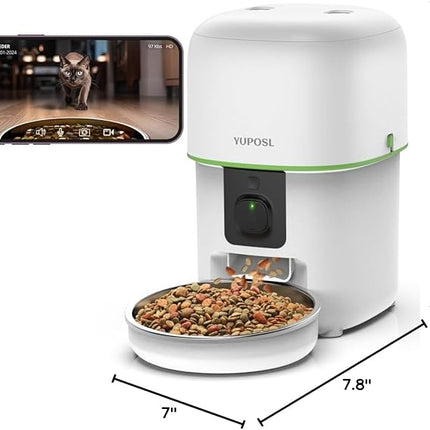 Automatic Cat Feeder with Camera - 5G WiFi Auto Cat Food Dispenser, 1080P HD Video with Night Vision, 1-15 Meals, 1-99 Portions, 2-Way Audio, Keeps Food Fresh, Timed Pet Feeder Also for Dogs