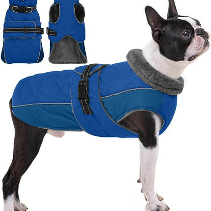 QBLEEV Warm Dog Jacket - Reflective, Adjustable Winter Coat with Turtleneck for Cold Weather, Waterproof Fleece Snowsuit for Small, Medium, Large Dogs