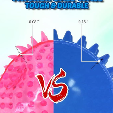 3.5" Spike Dog Balls With Squeaky, Thicker and Durable, 2 Pack Chew Toys for Teeth Cleaning and Training, Ball Toys for Aggressive Chewers, Puppy Small Medium Large Dogs