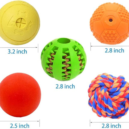 5 Different Functions Interactive Dog Toys, Puzzle Toys, Dog Balls for Medium Large Dogs, Dog Squeaky Balls, Food Treat Dispensing Toys