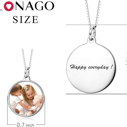 LONAGO Full Color Photo Picture Personalized Necklace Custom Etched Dog Tag Image Pendant with Message Name