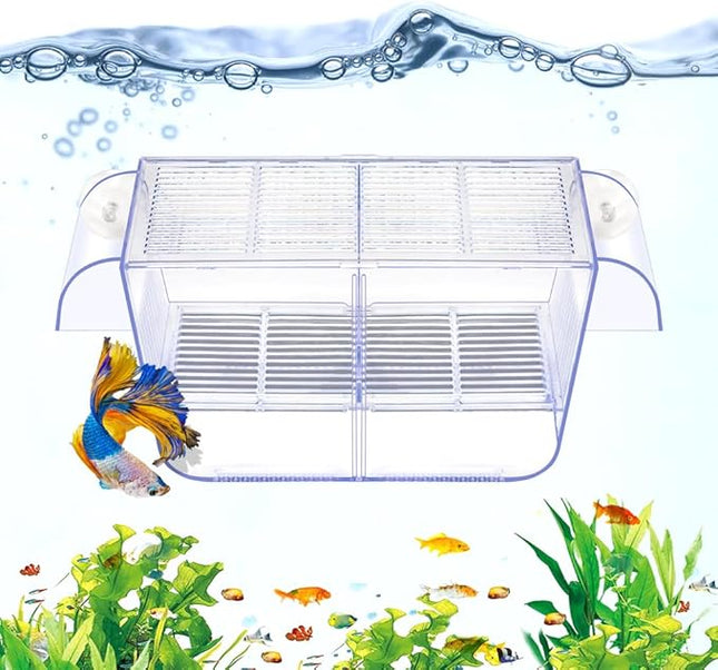Fish Breeding Box Aquarium Holding Tank Transparent Fish Isolation Box Acclimation Hatchery Incubator Breeder for Betta Shrimp Clownfish Guppy Large