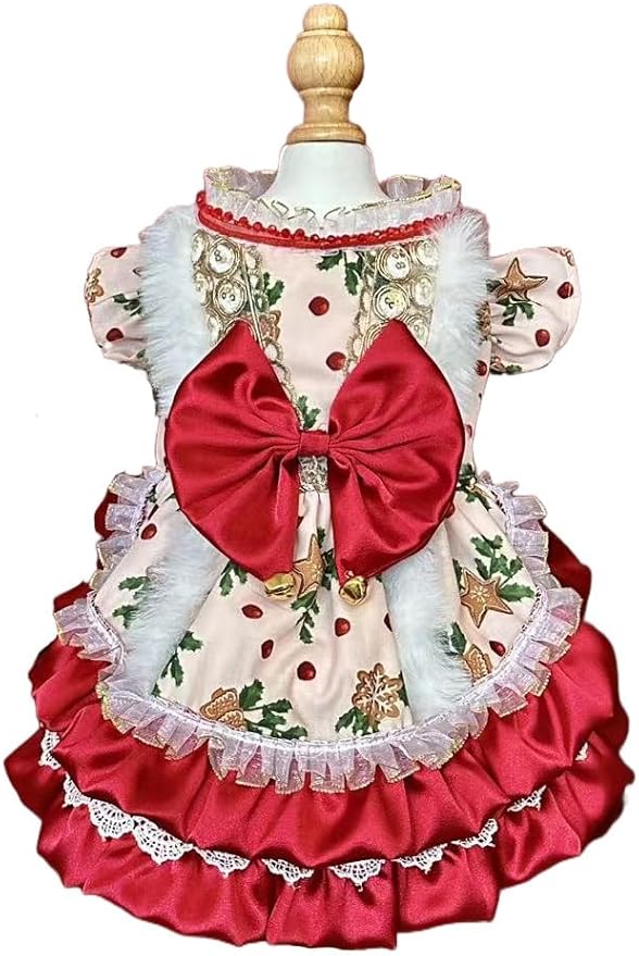 Fashion Sweet Puppy Dog Lace Princess Dress for EXTRAL Small and Small Dog C-red X-Small