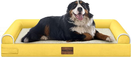 Large Dog Bed Orthopedic Washable: Jumbo Dog Bed Bolster Extra Large Dogs Egg Crate Foam Sofa Couch Waterproof Removable Cover - Ginger