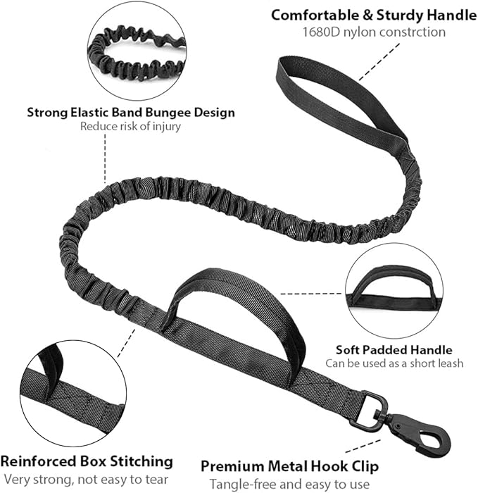 Tactical Dog Collar Military Adjustable Dog Collars Soft Nylon Training Collar with Patch Heavy Duty Metal Buckle Collars for Medium Large Dogs (Black-1, XL)