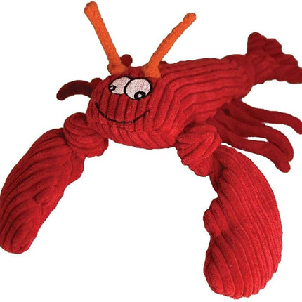 HuggleHounds Knottie Plush Dog Toy - Dog Stuffed Animal Toy, Puppy Toys, Squeaky Dog Toy for Small, Medium & Large Dogs, Durable Plush to Keep Them Busy - Mccracken Lobster, Small