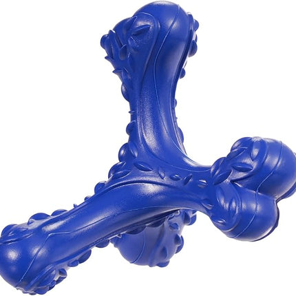 Dog Chew Toys for Aggressive Chewers Large Breed,Indestructible Bones Toy，Durable Cleaning Toothbrush Natural Rubber Dog Toys… (Deep Blue)