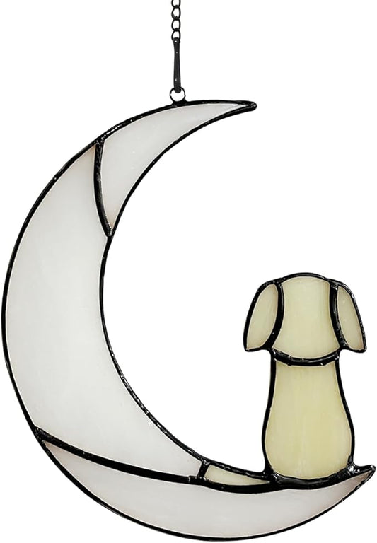 Stained Glass Window Hanging suncatcher Dog Memorial Gifts for Loss of Dog Sympathy Gift,Bereavement Gifts for Loss of pet.Remembrance Memory Ornaments for Dog Lovers.