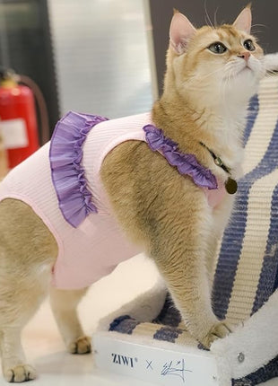 Cat Recovery Suit,Kitten Onesie After Surgery,E-Collar Alternative for Abdominal Wound and Skin Diseases,Soft Breathable Bodysuit After Spay（Pink-s）