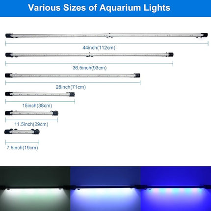 VARMHUS Submersible LED Aquarium Light,Fish Tank Light with Timer Auto On/Off Dimming Function,3 Light Modes Dimmable&4-Color LED,10 Brightness Levels Optional&3 Levels of timed Loop 18LEDS-15''
