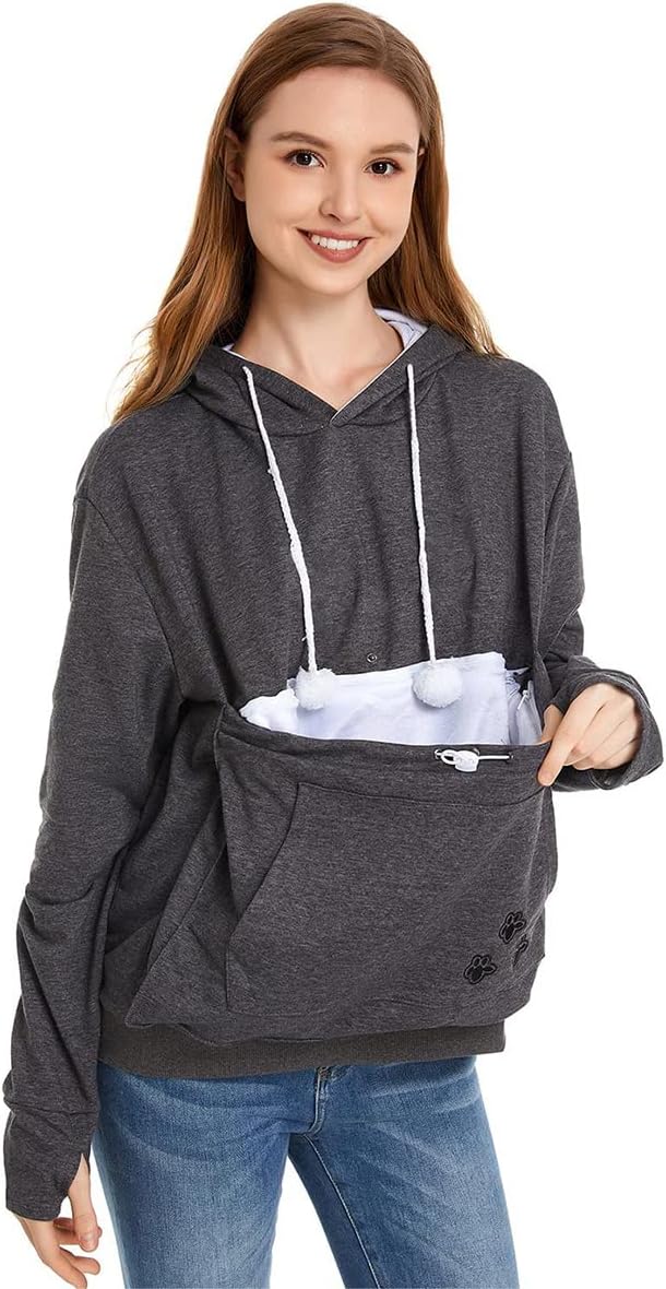 LINYUCHEN Cat Dog Pouch Hoodie Large Pet Pouch Sweatshirt Puppy Kitten Holder Carrier Pullover Shirt Unisex Hoodies