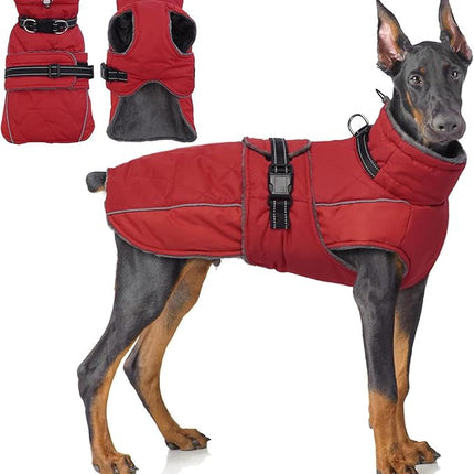 QBLEEV Warm Dog Jacket - Reflective, Adjustable Winter Coat with Turtleneck for Cold Weather, Waterproof Fleece Snowsuit for Small, Medium, Large Dogs