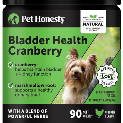 Bladder Health Cranberry Supplement for Dogs – Kidney Support for Dogs, Cranberry & D-Mannose for Dog Urinary Tract Health, Dog Urine & Bladder Support (Chicken)