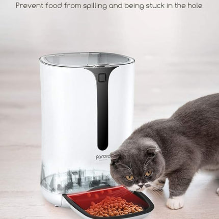 Automatic Cat Feeder, Faroro Dog Food Dispenser for Small Pets with Distribution Alarms, Portion Control, Voice Recorder and Programmable Timer for up to 4 Meals per Day