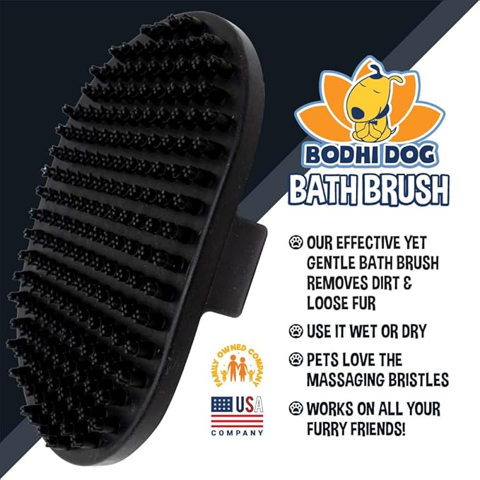 Bodhi Dog Shampoo Brush - Pet Grooming & Bath Supplies for Dogs and Cats - Bath Brush for Long & Short Hair - Premium Scrubber for Shower, Bathing & Massage (One Pack, Black)