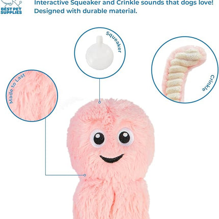 Best Pet Supplies Interactive Squeaky Dog Chew Toy, Ideal Dog Toys for Chewers, Small, Medium & Large Dogs, and Fetch Lovers - Octomutant (Pink), Large