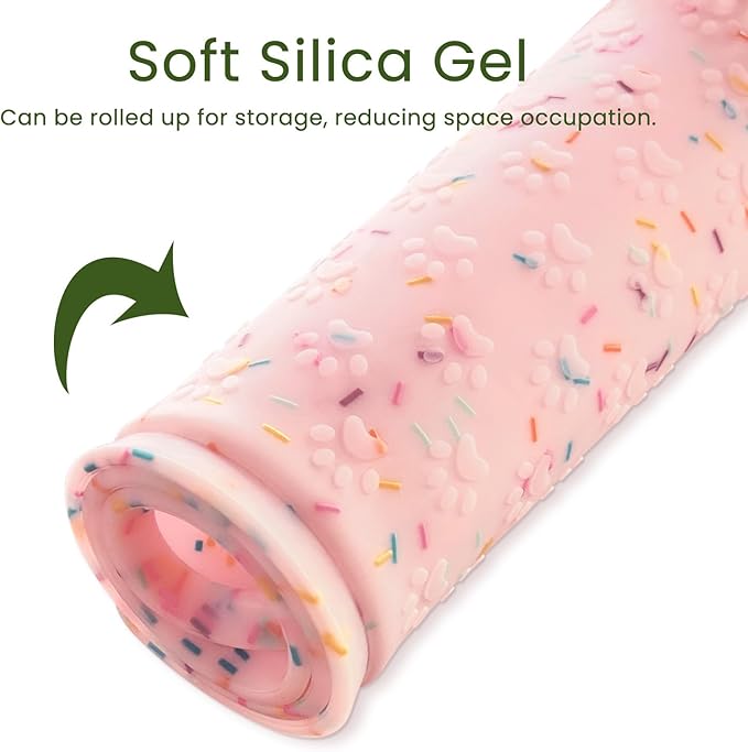 Ptlom Dog Food Mat Anti-Slip Dog Bowl Mats for Food and Water, Waterproof Pet Placemat Prevents Messy Spill to Floor, Silicone Puppy Feeding Tray for Small, Medium and Large Dogs Cats, Pink