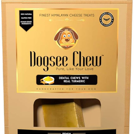 Dogsee Himalayan Yak Cheese Dog Chews with Turmeric/Curcumin (Large - 1 Chew) | Healthy Dog Treats | Hip & Joint Health Supports | Long Lasting Dental Chews