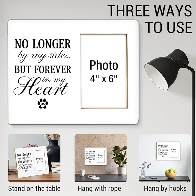 Dog Memorial Gifts for Loss of Dog Picture Frame, Pet Memorial Gifts for Dogs, Loss of Cat Sympathy Gift, Pet Bereavement Remembrance Wood Photo Frames, 4 x 6 Inch Photo