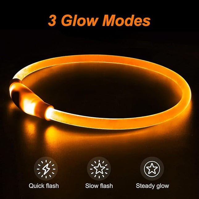 Light Up Dog Collar, Dlitk Rechargeable Cuttable LED Dog Collars, Pet Safety Light at Night Walking for Small Medium Large Dogs, Do Not Use Fast Charging (Orange)
