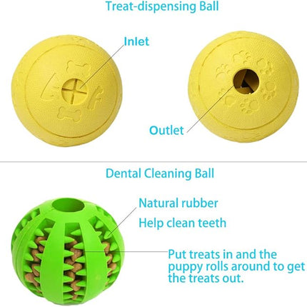 5 Different Functions Interactive Dog Toys, Puzzle Toys, Dog Balls for Medium Large Dogs, Dog Squeaky Balls, Food Treat Dispensing Toys