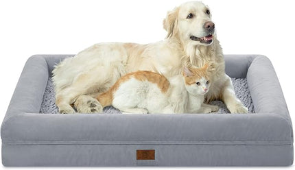 XL Orthopedic Gel Memory Foam Dog Bed, Washable Dog Bed with Removable Cover, Waterproof Non-Slip Bottom Big Pet Bed Couch