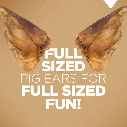 Natural Farm Pig Ears for Dogs (8-Count), One Ingredient: Natural Whole Pigs Ears, Air Dried, Long-Lasting & Highly Digestible Treats, Great for Puppy and Large/Medium Dogs