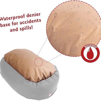 Majestic Pet 24 Inch Suede Calming Dog Bed Washable 24x19x7 (Inch) – Cozy Soft Round Donut Dog Bed with Spine Support for Dogs to Rest Their Head - Pet Bed Small – Sage