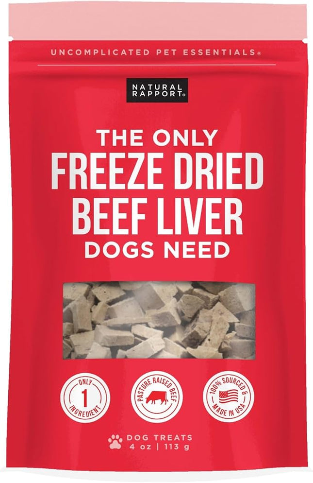 Natural Rapport Beef Liver Dog Treats - The Only Freeze Dried Beef Liver Dogs Need - Grain-Free Beef Bites, Dog Treats for Small and Large Dogs (4 oz.)